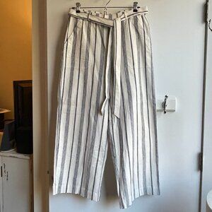 Marine Layer Women's Franki Wide Leg Pants Navy and Cream Stripe